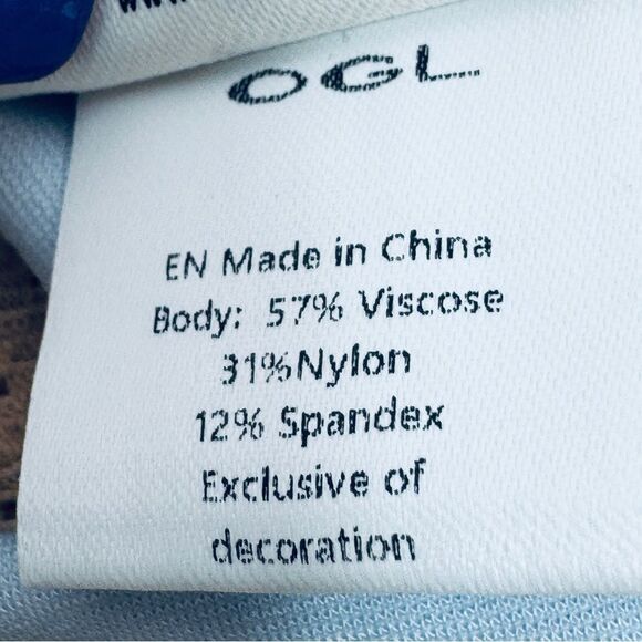 OGL Stretch Square Neck Cap Sleeve Athleisure Top Powder Blue Small - Picture 9 of 11